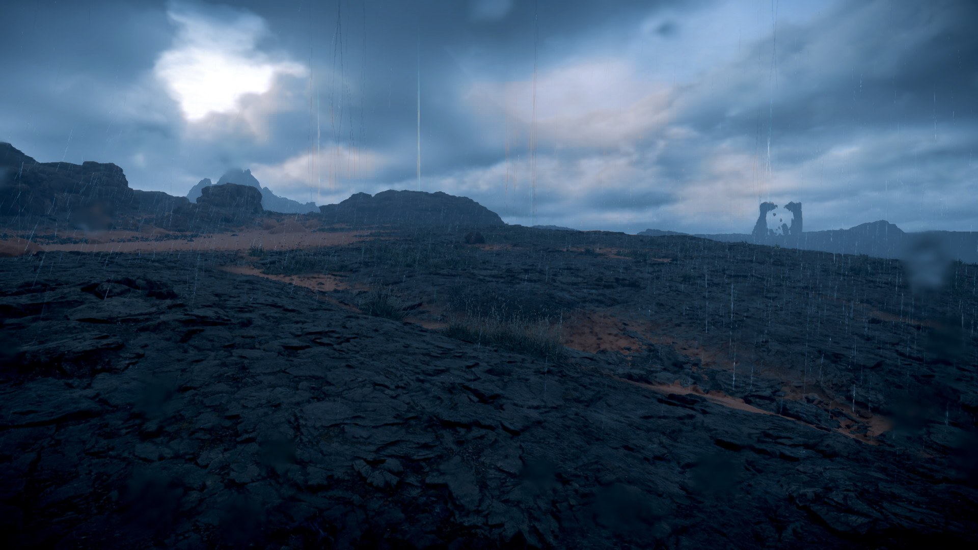 Timefall rain falling over the landscape
