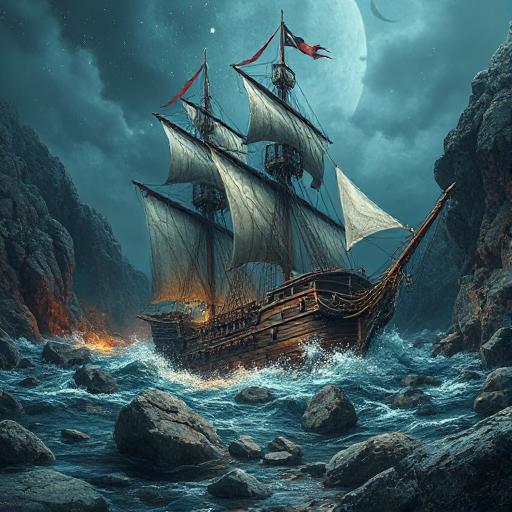 pirate ship crashed on cliff